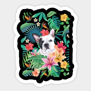 Tropical Black White Frenchie French Bulldog Sticker